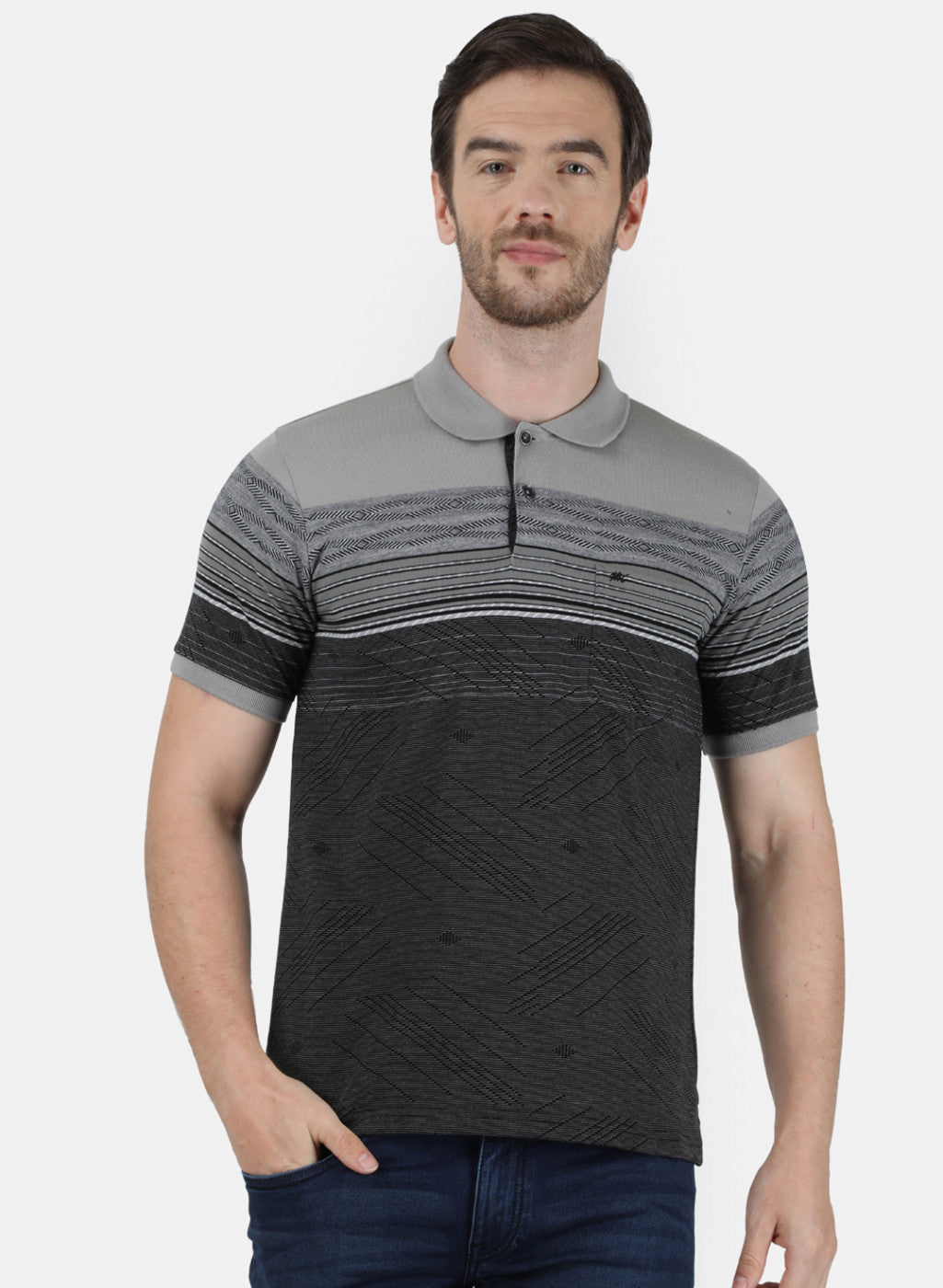 Mens Grey Stripe T-Shirt
