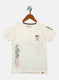 Boys Beige Printed T-Shirts