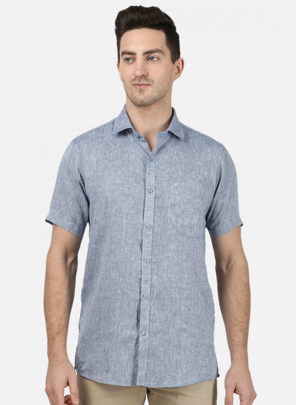 Mens Blue Solid Shirt