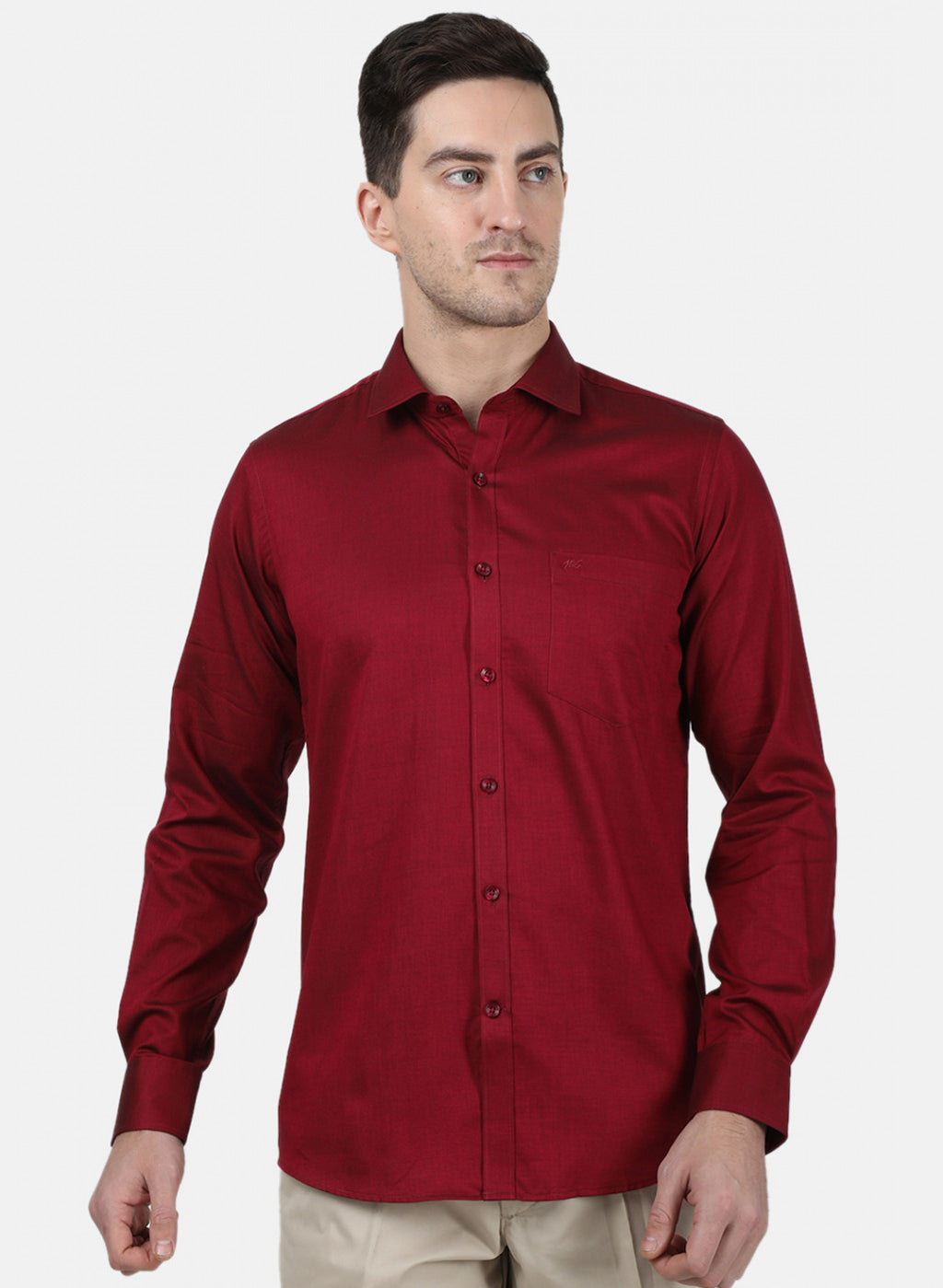 Mens Maroon Printed Shirt
