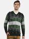 Men NAvy Blue & Green Solid Pullover
