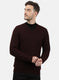 Men Maroon Self Pullover