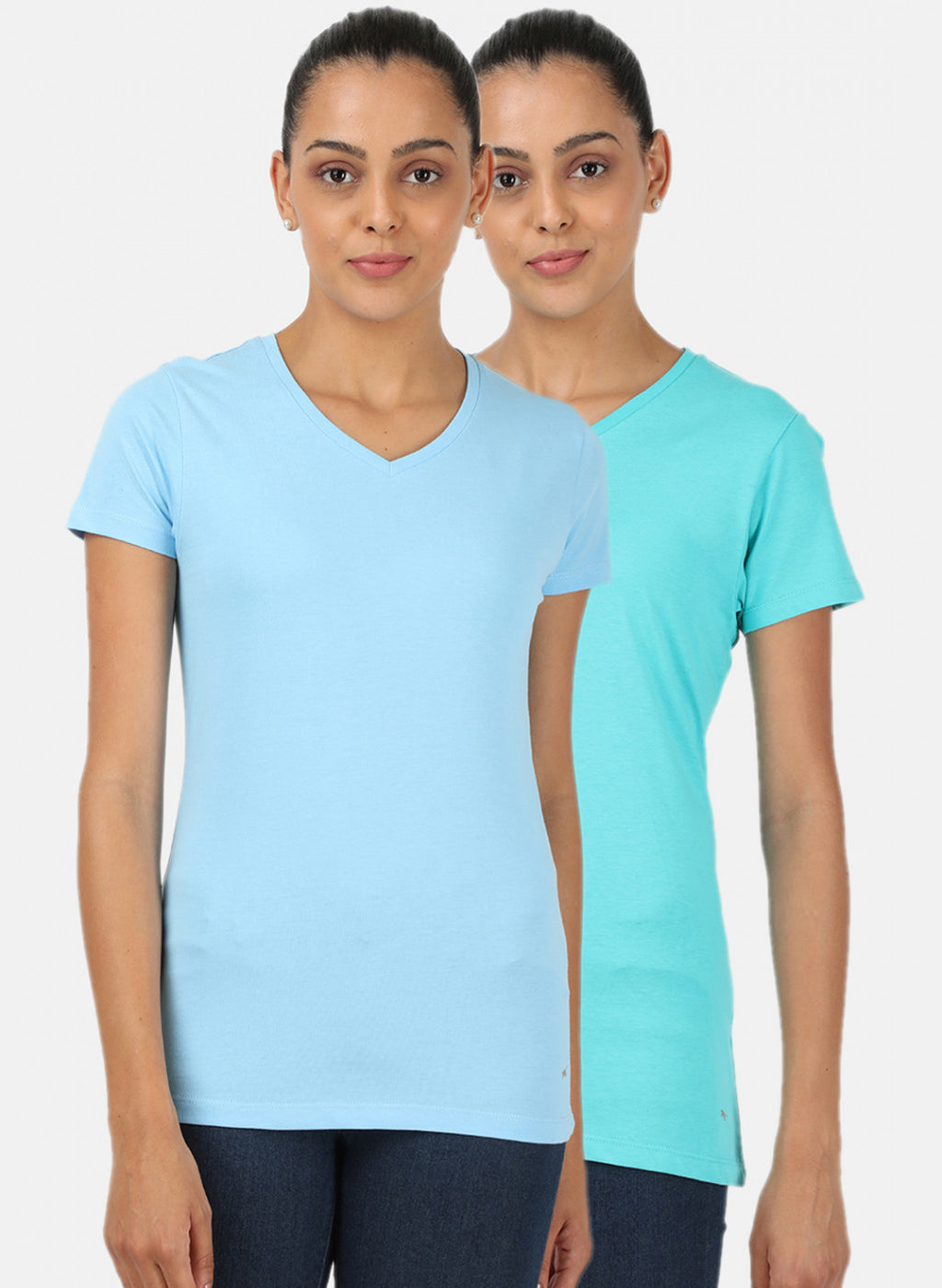 Womens Blue & Sea Green Plain Top 2Pc Set