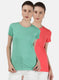 Womens Green & Pink Plain Top 2Pc Set