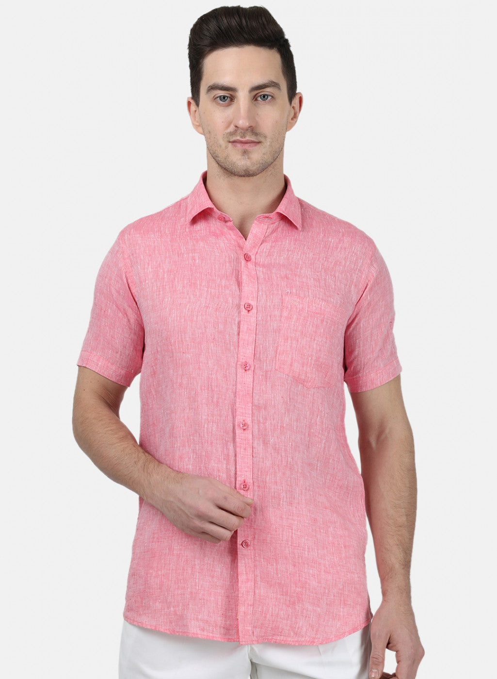 Mens Pink Solid Shirt