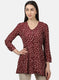 Womens Maroon Printed Tops