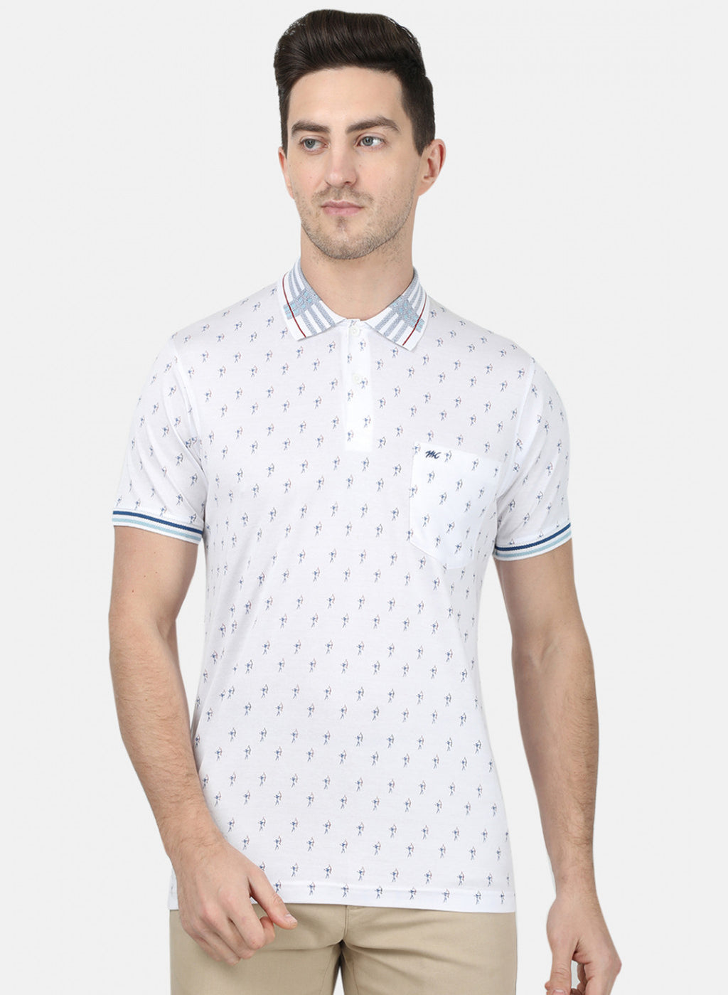 Mens White Printed T-Shirt