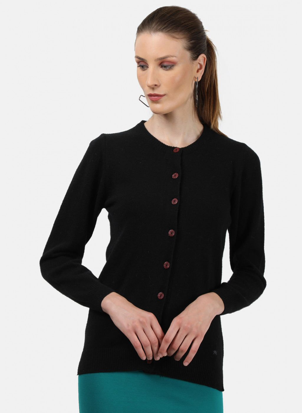 Women Black Solid Cardigan