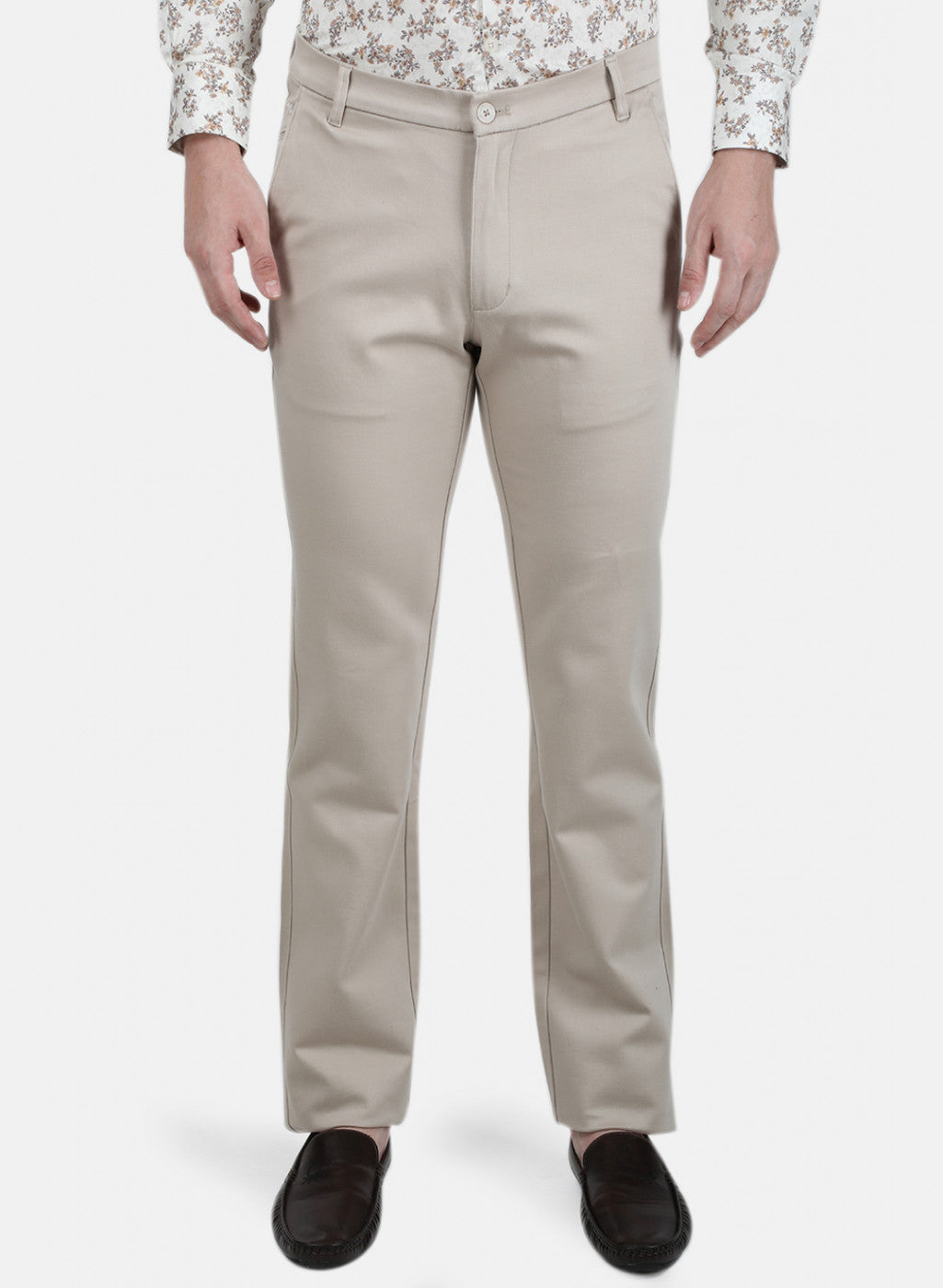 Mens Beige Smart Fit Trouser