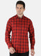 Men Orange Check Shirt