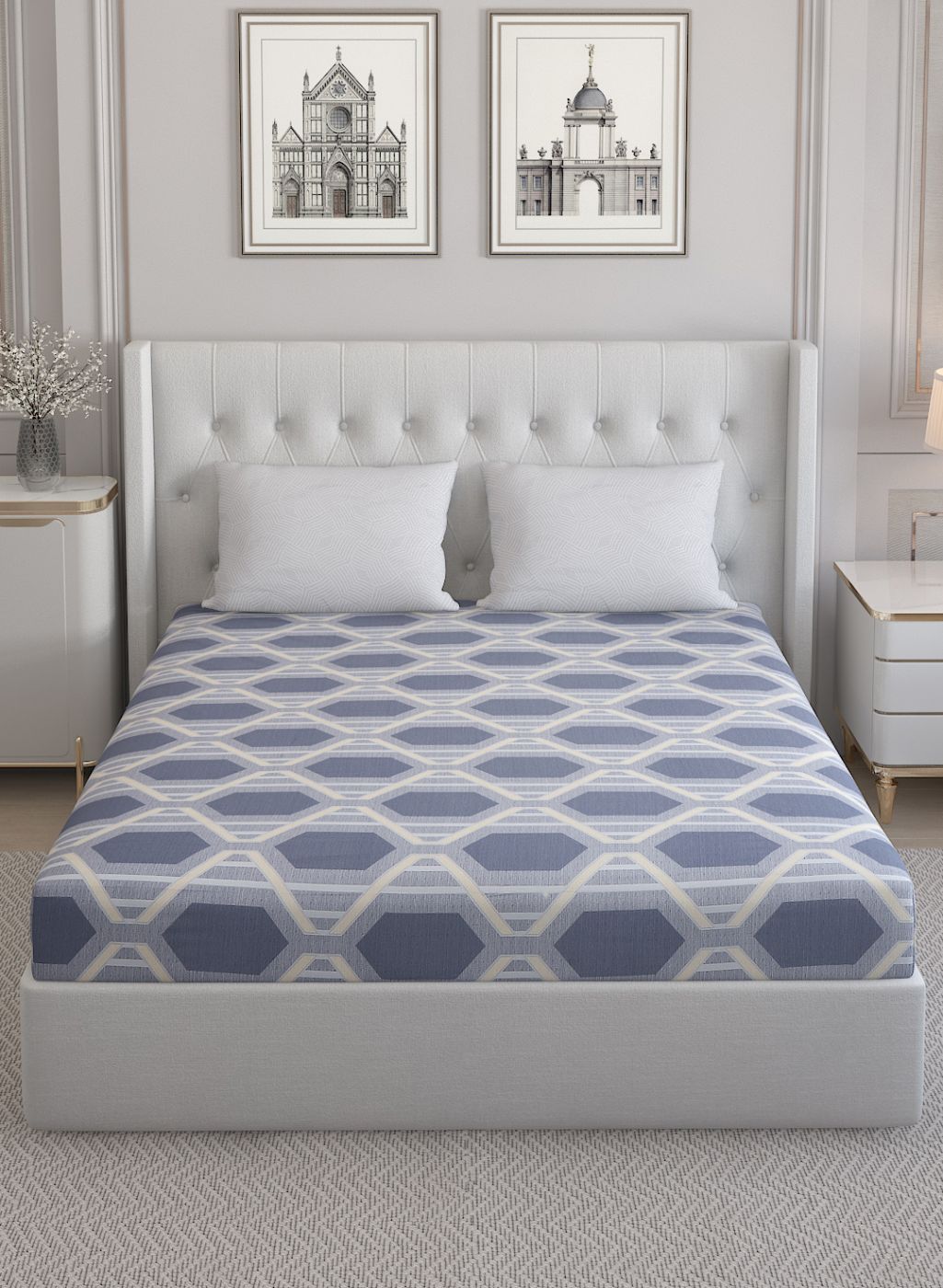 200TC Pure Cotton Queen Bedsheet with 2 Pillow Covers