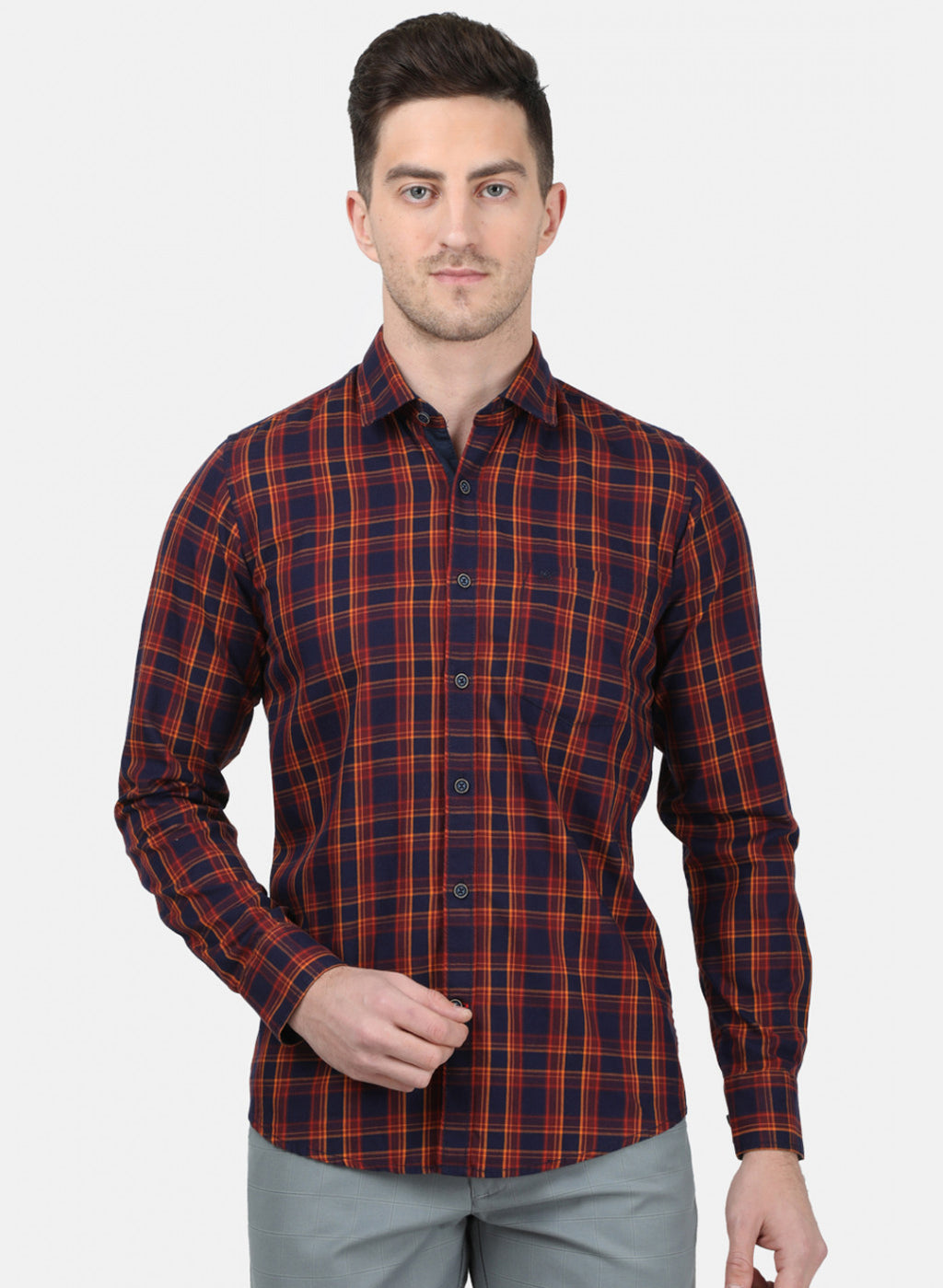 Mens NAvy Blue Check Shirt