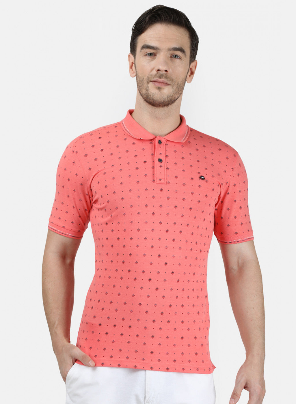Mens Dark Pink Printed T-Shirt