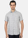 Men Grey Printed Linen Shirt
