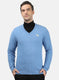 Men Blue Self Design Pullover