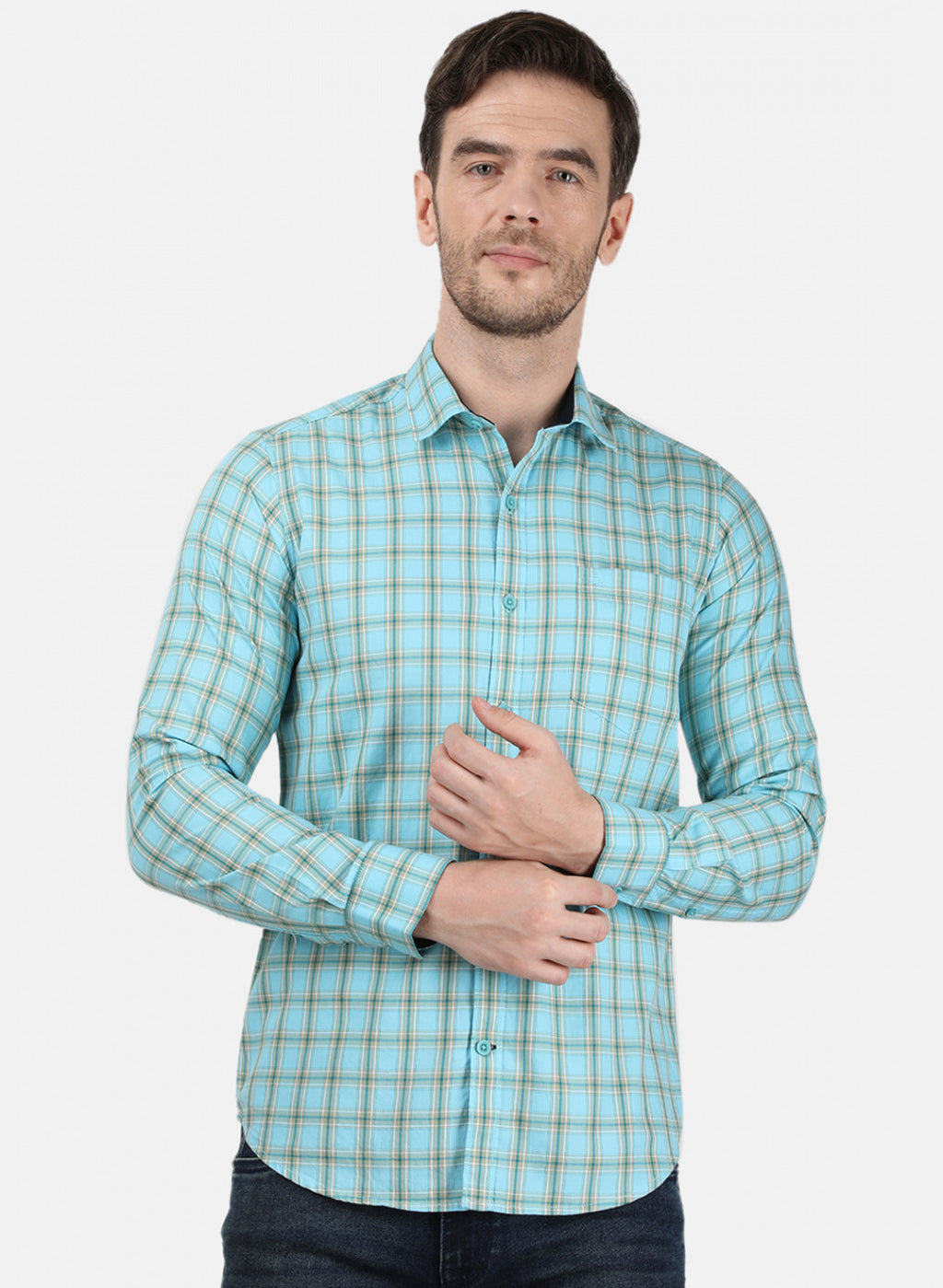 Mens Blue Check Shirt