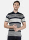 Mens NAvy Blue Stripe Collar T-Shirts