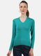 Women Light Green V Neck Top