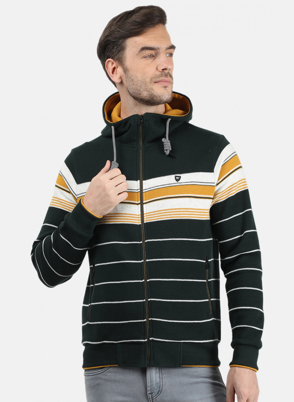 Men Green Stripe Sweatshirt