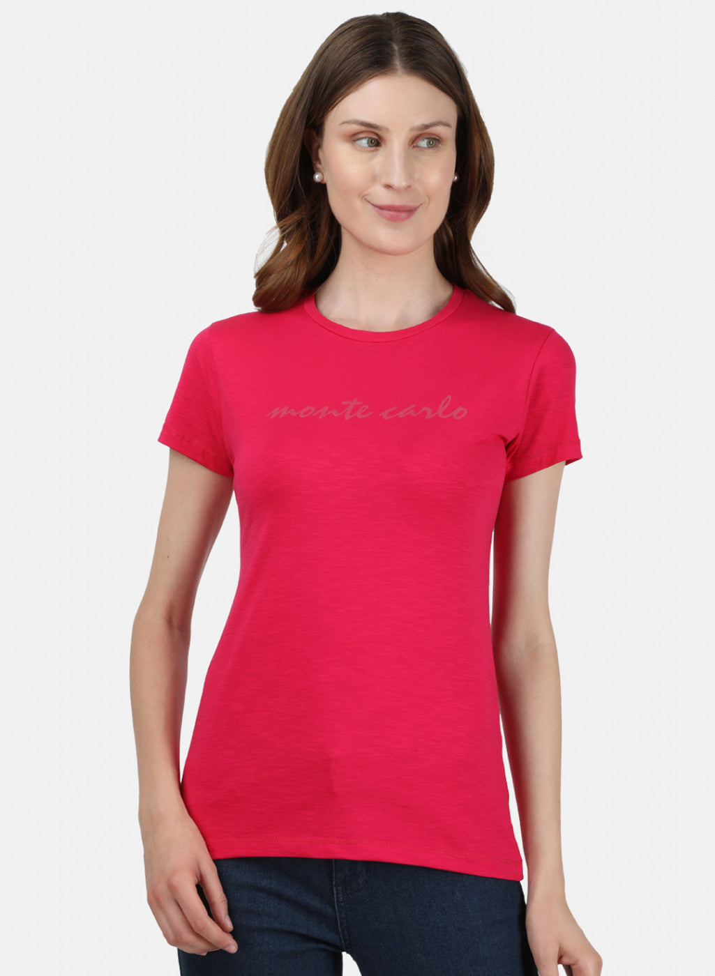 Womens Dark Pink Printed Top