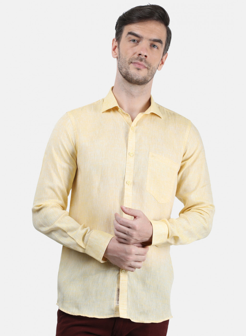 Men Yellow Solid Shirt