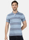 Mens Sky Blue Stripe Collar T-Shirts