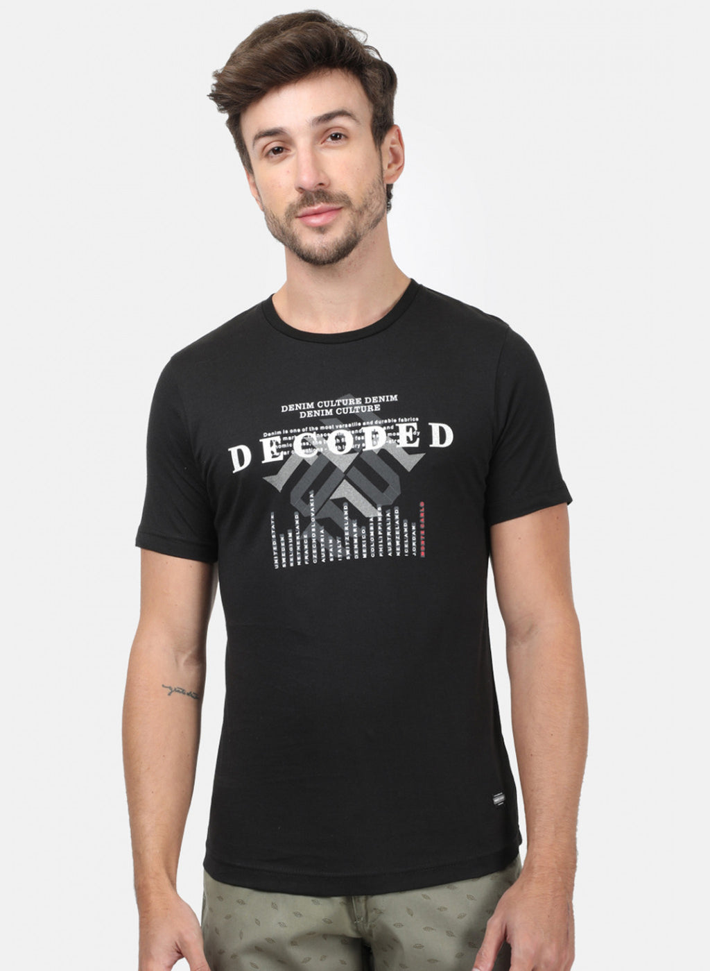 Men Black Printed T-Shirts