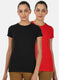 Womens Black & Red Plain Top 2Pc Set