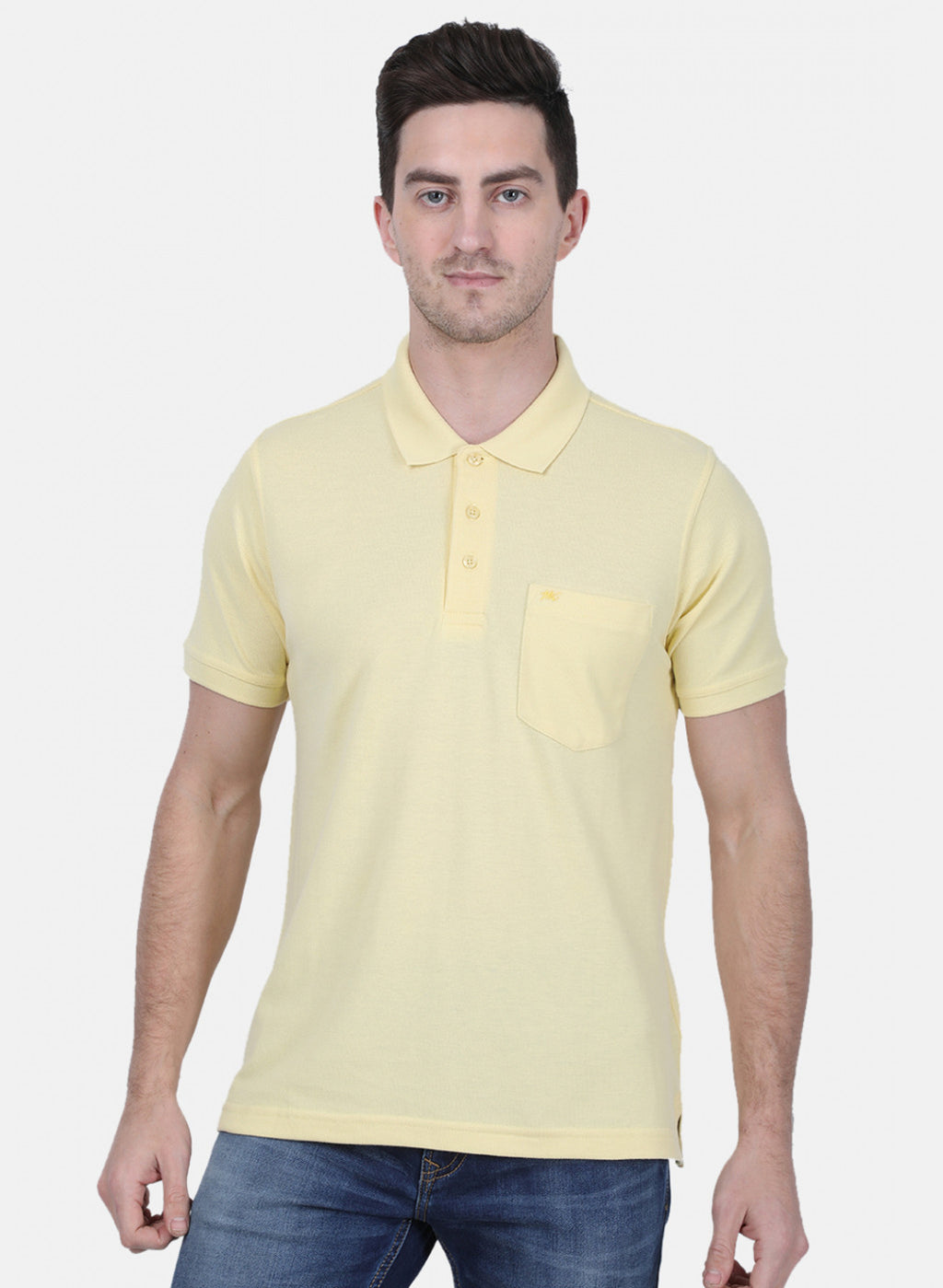 Mens Yellow Plain T-Shirt