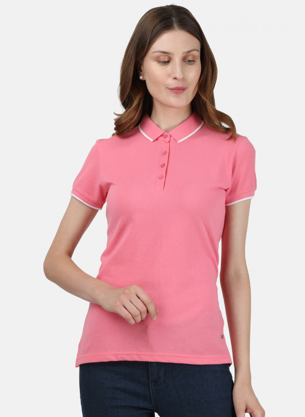 Womens Light Pink Plain T-Shirt