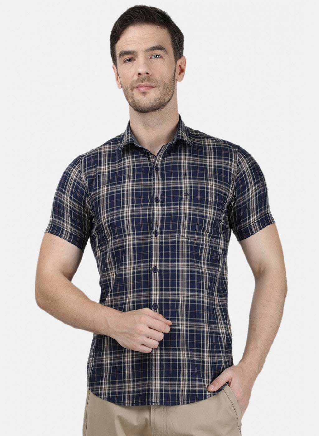 Mens NAvy Blue Check Shirt