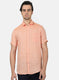 Men Light Orange Printed Linen Shirt