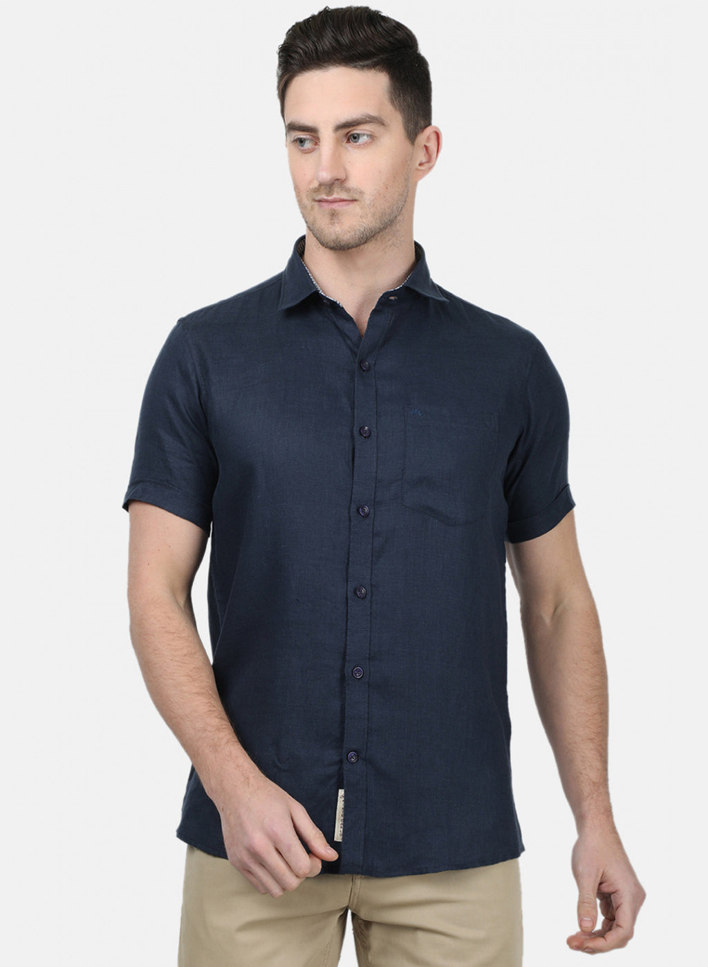Mens NAvy Blue Solid Shirts