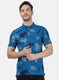 Mens Blue Printed Collar T-Shirts