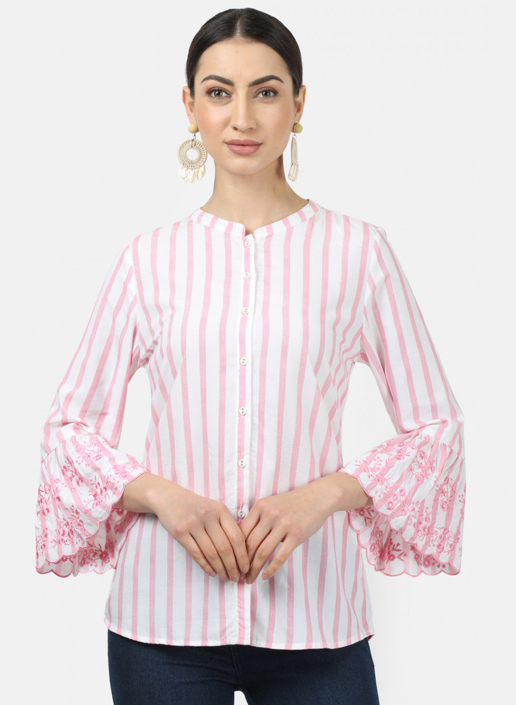 The Sloan Stripe Top-Pink
