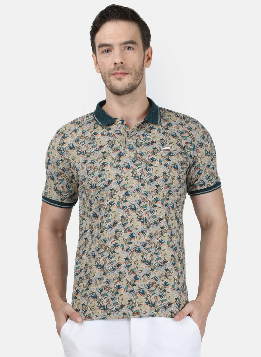 Mens Beige Printed T-Shirt