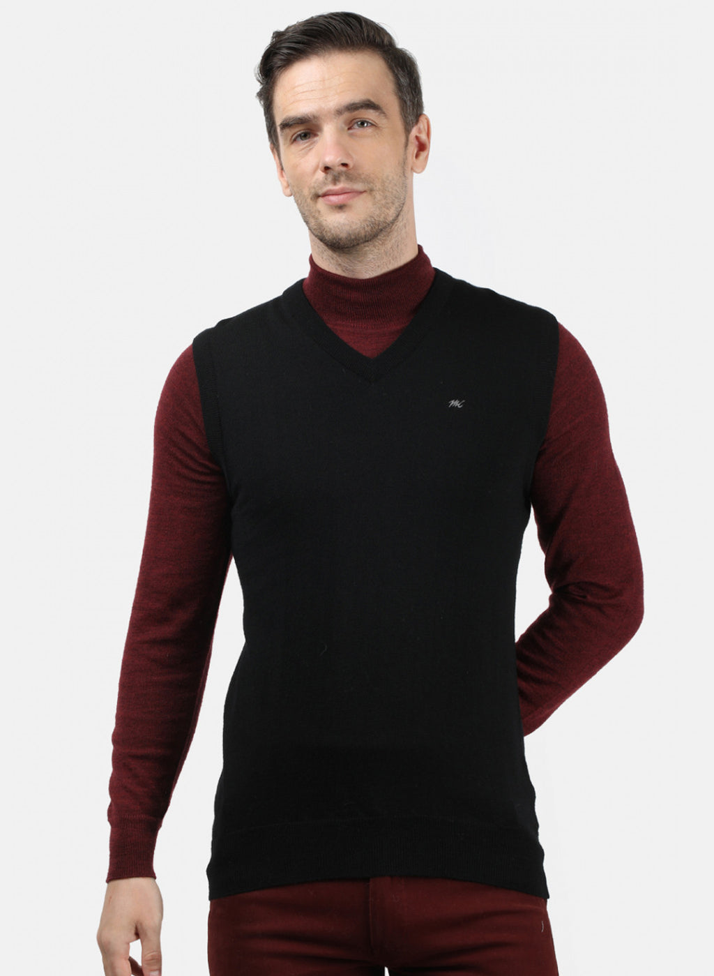Men Black Solid Sweater