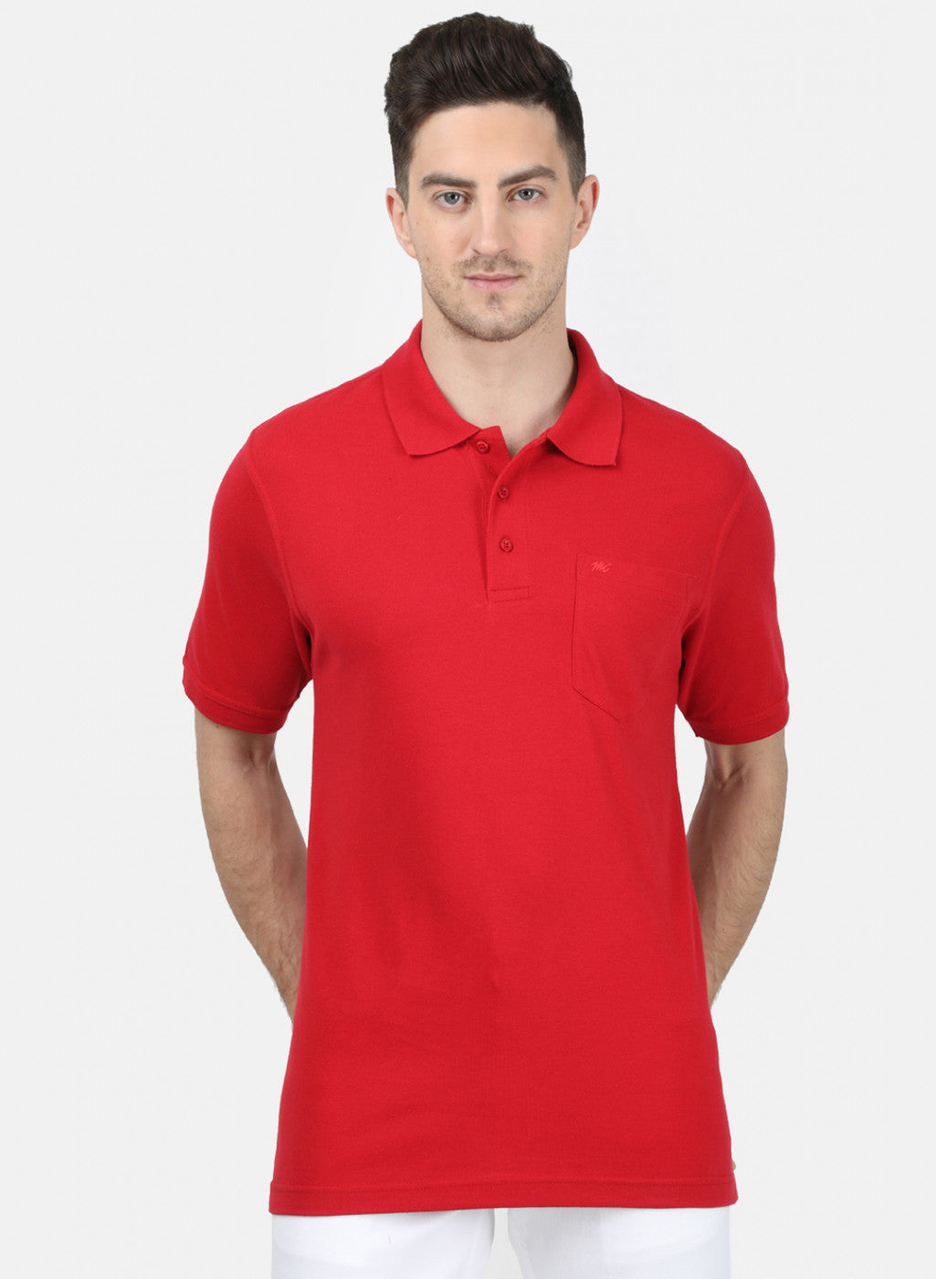 Mens Red Plain T-Shirt