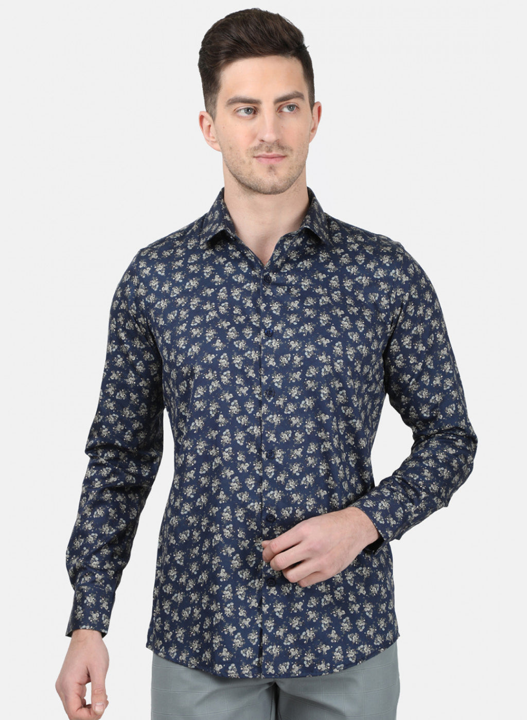 Mens NAvy Blue Printed Shirt