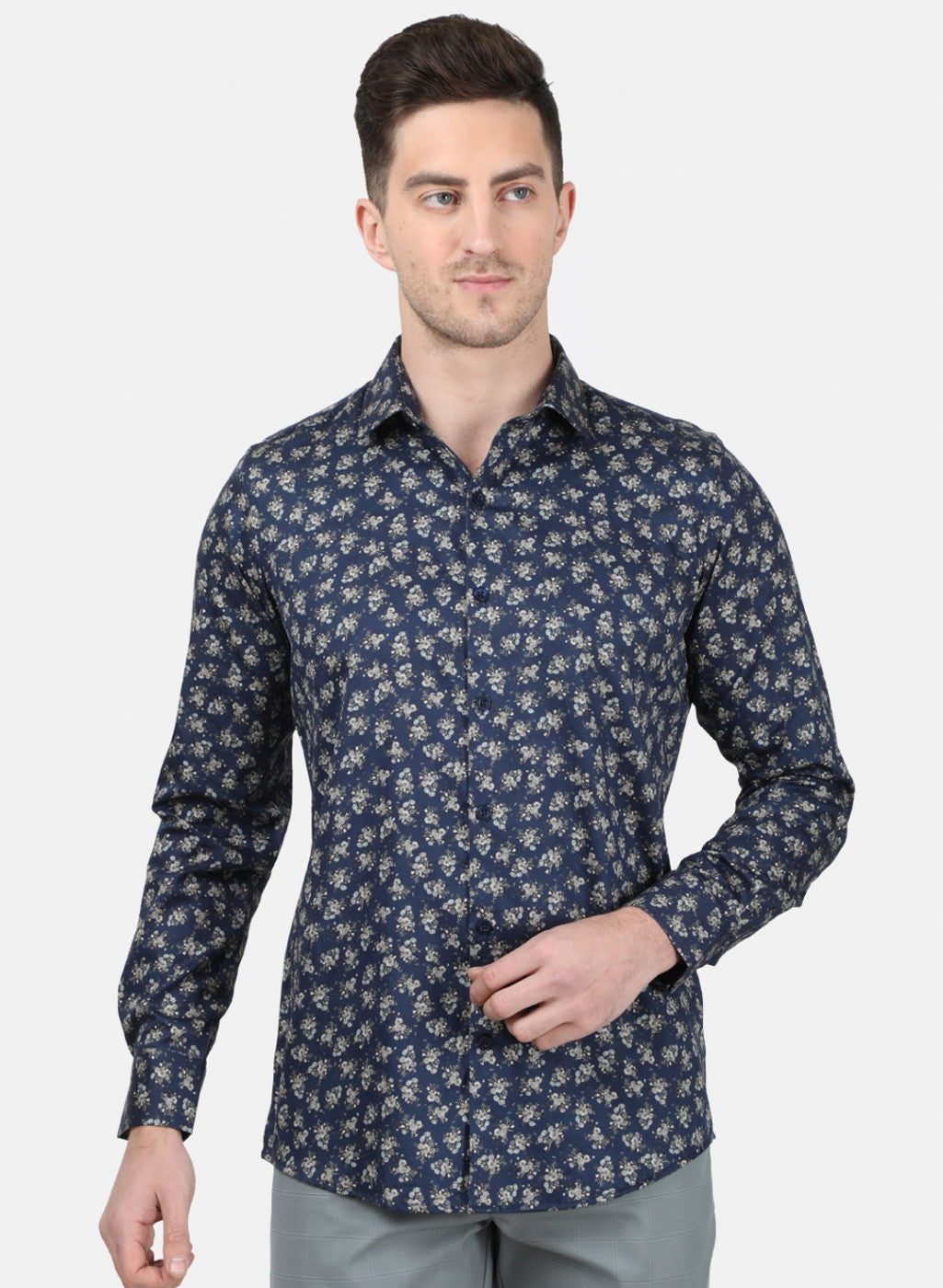 Mens NAvy Blue Printed Shirt