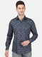 Mens NAvy Blue Printed Shirt