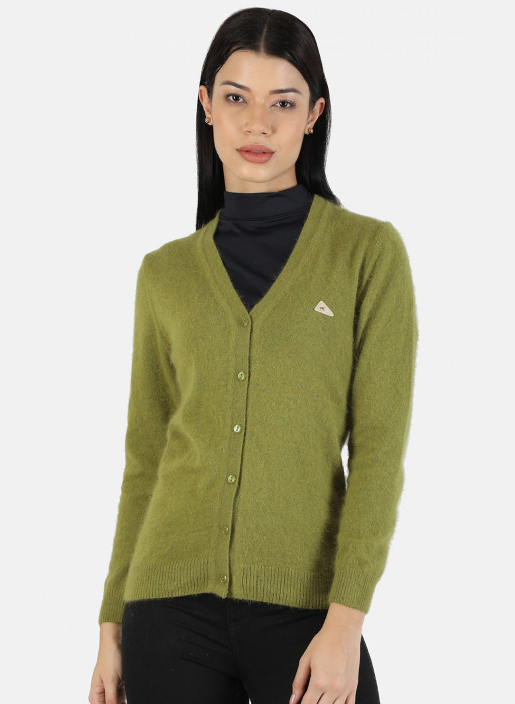 Women Olive Solid Cardigan