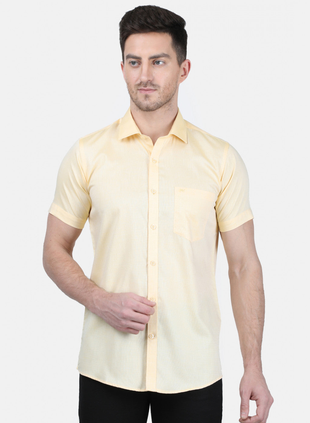 Mens Yellow Printed Shirt