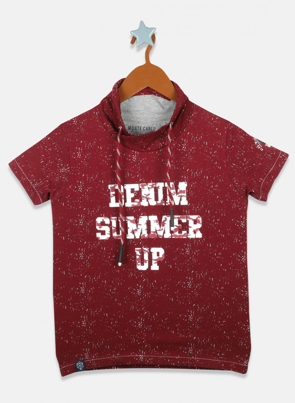 Boys Maroon Printed T-Shirts