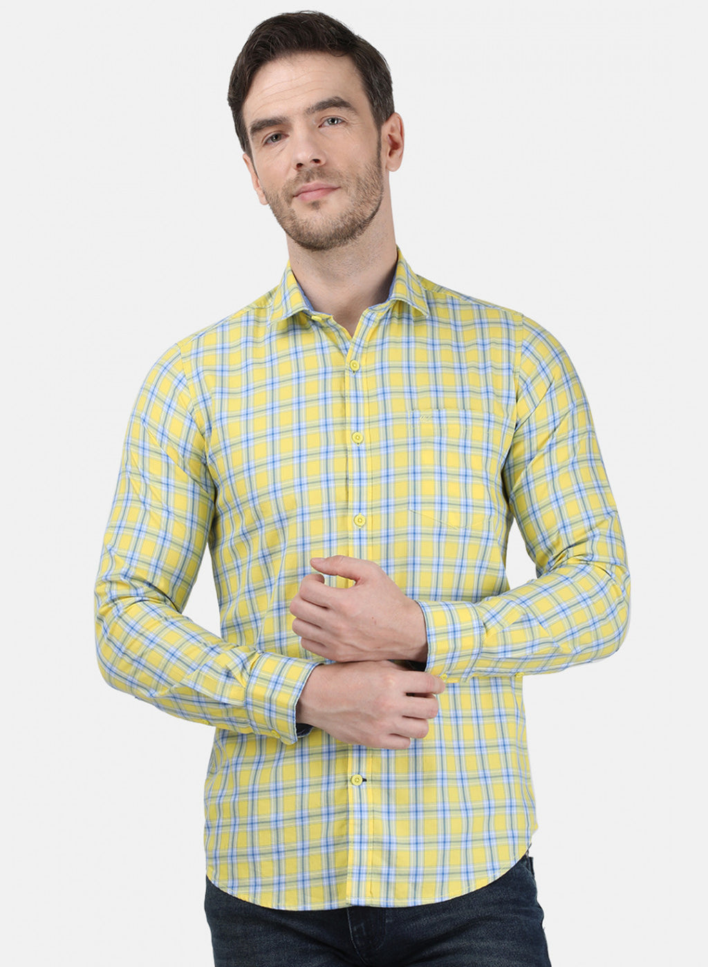 Mens Yellow Check Shirt