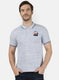 Mens Bluish Grey Printed T-Shirt