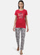 Womens Red & Off White Printed Lower Sets
