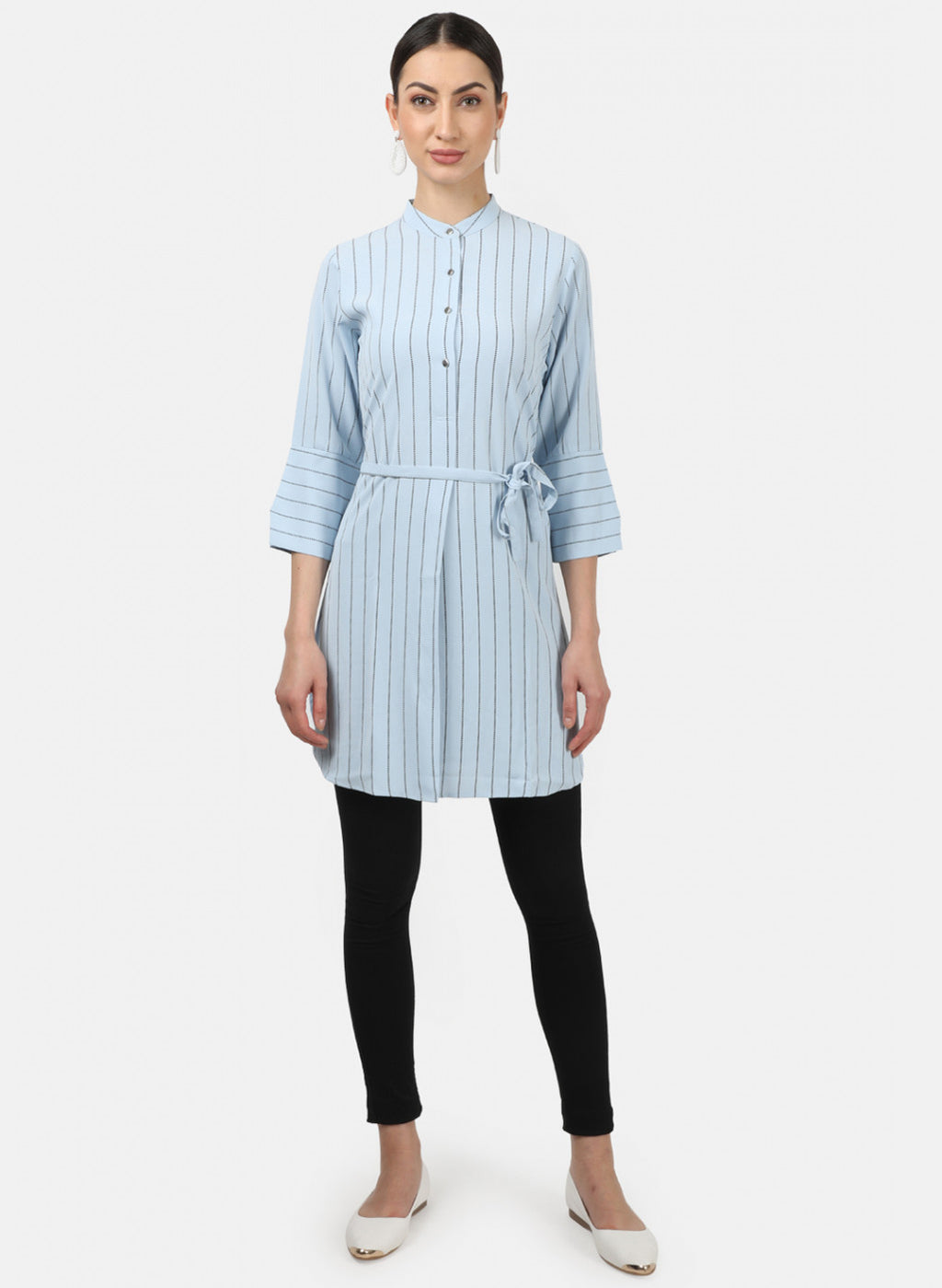 Womens Sky Blue Stripe Tunics