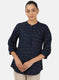 Womens Navy Blue Check Top