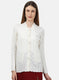 Women White Self Design Cardigan